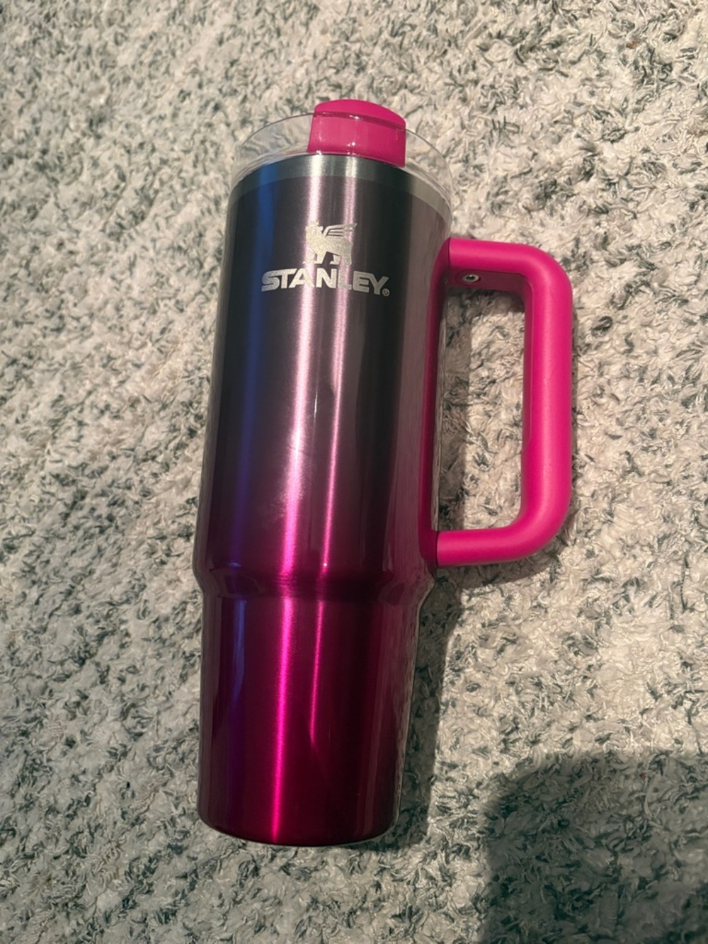 Stanley Metallic Magenta Travel Tumbler with Pink Handle